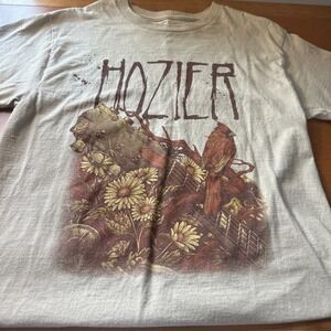Hozer Size Medium Tan Short Sleeve Crew Neck Graphic T-Shirt Flower Tour 2024